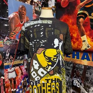 Vintage 90s For The Brothers Black Culture Hip Hop 3D Emblem T-Shirt 3D Sz 2XL